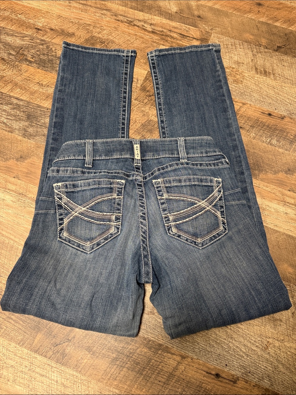 Ariat Women's Medium Blue Boot Cut Jeans with Contrast Pocket Stitching